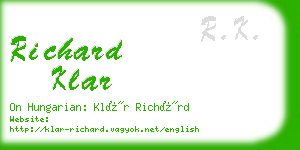 richard klar business card